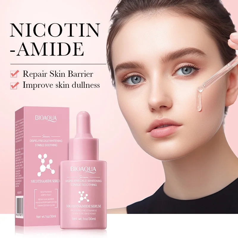 BIOAQUA Niacinamide Serum for Reducing Dark Spots Whitening and Moisturizing Brightening Skin Tone 30Ml