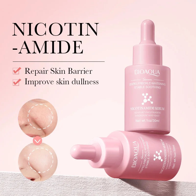 BIOAQUA Niacinamide Serum for Reducing Dark Spots Whitening and Moisturizing Brightening Skin Tone 30Ml