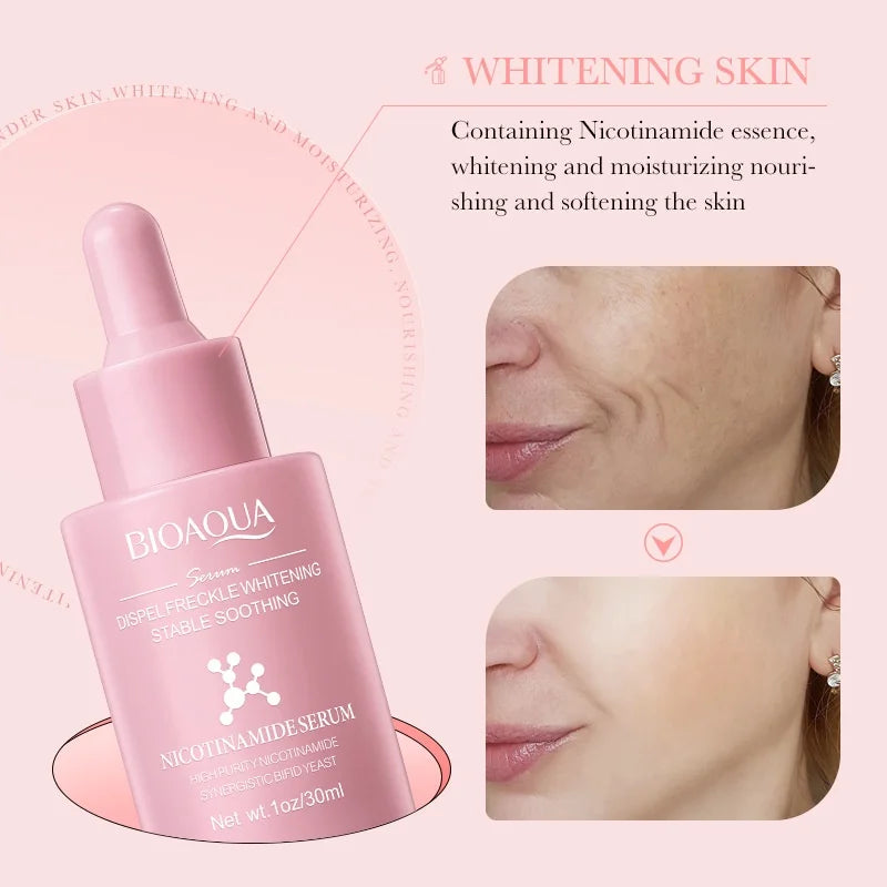 BIOAQUA Niacinamide Serum for Reducing Dark Spots Whitening and Moisturizing Brightening Skin Tone 30Ml
